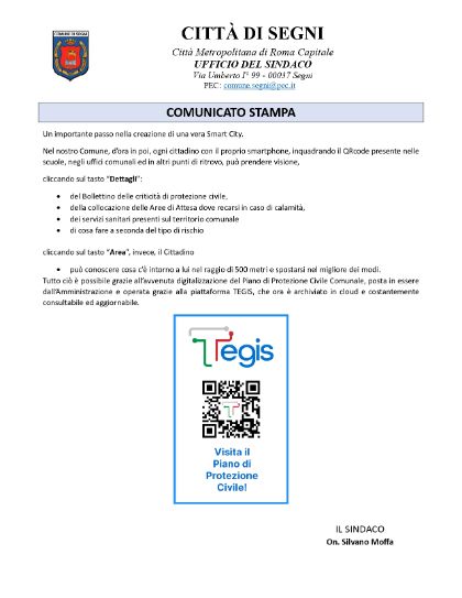 Comunicato Stampa Protezione Civile Comunicato Stampa Protezione Civile