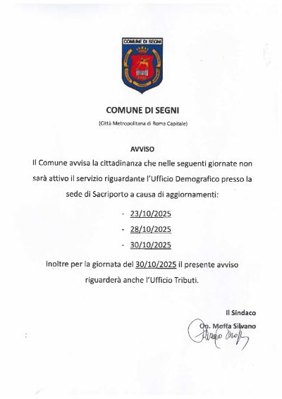 Avviso Sacriporto